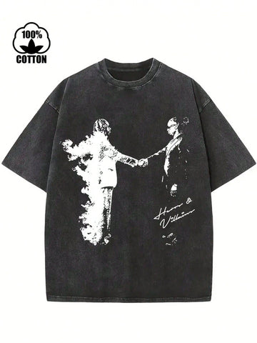 Friend Printed T-Shirt, 230g Washed, High-Quality Wax Printed Cotton Retro Fashion Brand T-Shirt, Suitable For Summer T-Shirt With A Certain Thickness, Holiday Gift